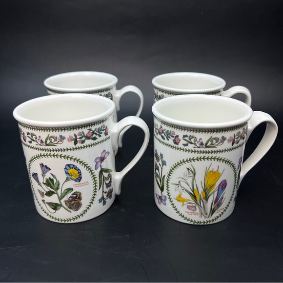 Portmeirion Other - 4 Portmeirion Variations Mugs Vintage Made in UK Matches Botanic Garden